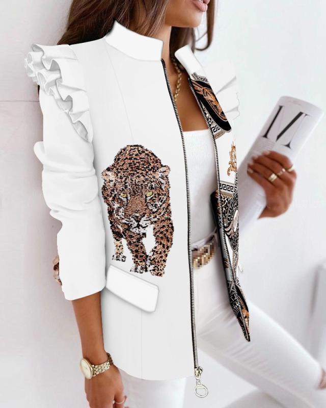 Blazer ondulado de manga larga con cremallera para mujer. 8 colores a elegir - EspaƱa