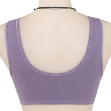 Cargar imagen en el visor de la galería, Button Front Lace Trim Soft Cotton Tank Bra
