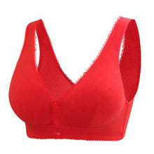 Cargar imagen en el visor de la galería, Button Front Lace Trim Soft Cotton Tank Bra
