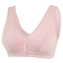 Cargar imagen en el visor de la galería, Button Front Lace Trim Soft Cotton Tank Bra
