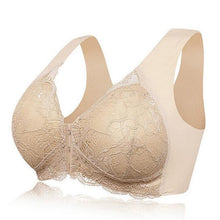Cargar imagen en el visor de la galería, Women&#39;s Plus Size Lace Wide Straps Wireless Bra Front Closure Push Up Bras
