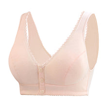 Cargar imagen en el visor de la galería, Button Front Lace Trim Soft Cotton Tank Bra
