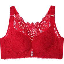 Cargar imagen en el visor de la galería, Women&#39;s Plus Size Lace Wide Straps Wireless Bra Front Closure Push Up Bras
