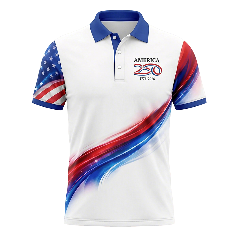 USA 250th Anniversary Print Casual Polo Shirt