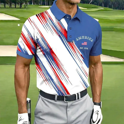 Men's American 250th Anniversary Print Casual Polo Shirt