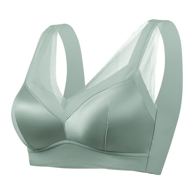 Women's Satin Mesh Comfortable Wireless Bra