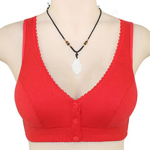 Cargar imagen en el visor de la galería, Button Front Lace Trim Soft Cotton Tank Bra
