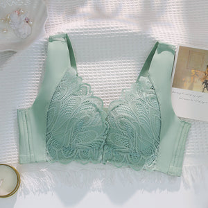 Lace backless seamless front button bra