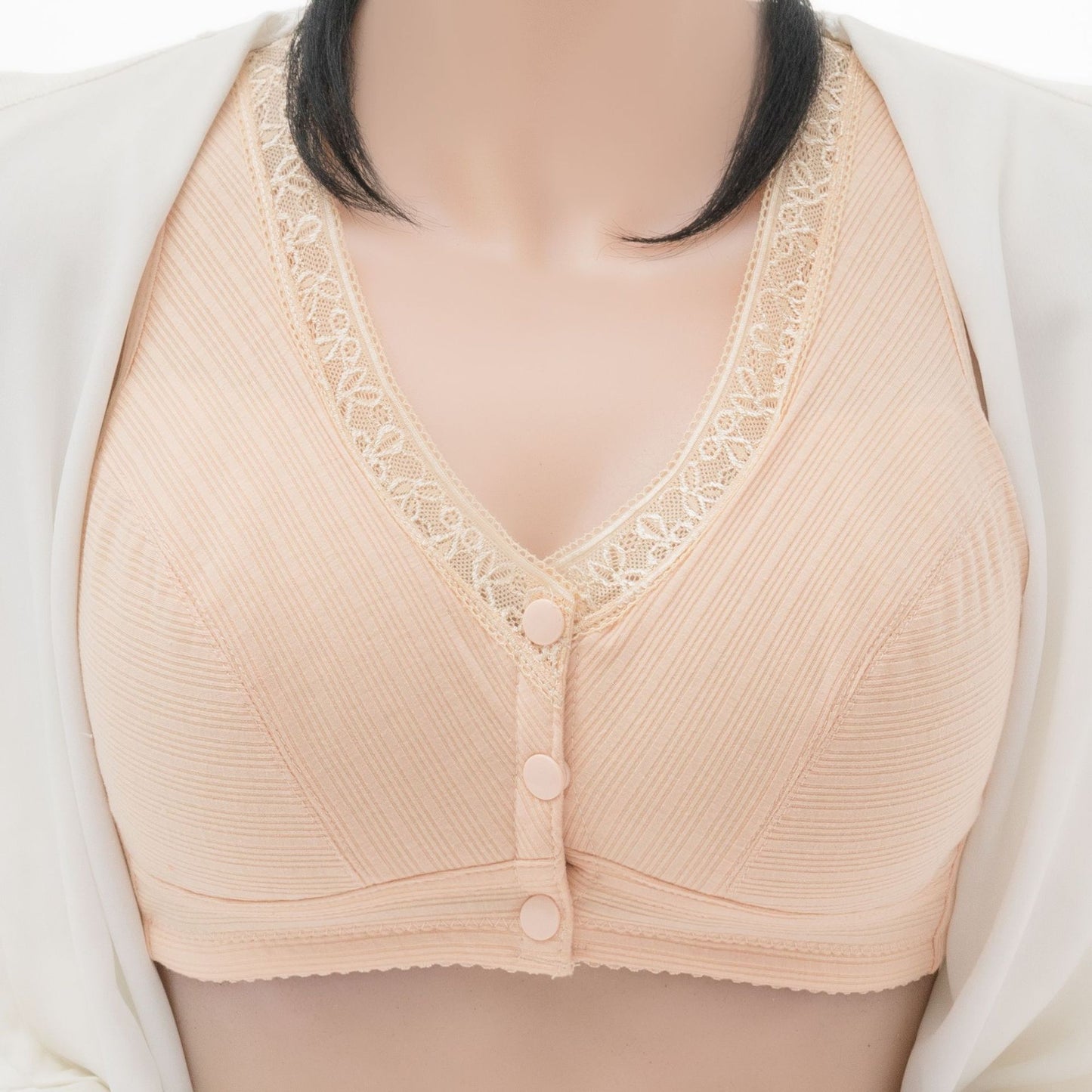 Soft Cotton Front Button Underwireless Tank Bra