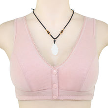 Cargar imagen en el visor de la galería, Button Front Lace Trim Soft Cotton Tank Bra
