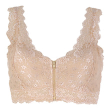 Cargar imagen en el visor de la galería, Women&#39;s Zip Front Lace Push Up Bra

