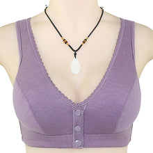 Cargar imagen en el visor de la galería, Button Front Lace Trim Soft Cotton Tank Bra

