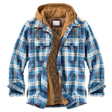 Load image into Gallery viewer, Shirt Jacket for Men Button and Zip Closure Plaid Thickened Loose Men&#39;s Casual Jacket Color Matching
