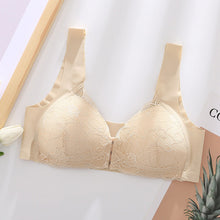 Cargar imagen en el visor de la galería, Women&#39;s Plus Size Lace Wide Straps Wireless Bra Front Closure Push Up Bras
