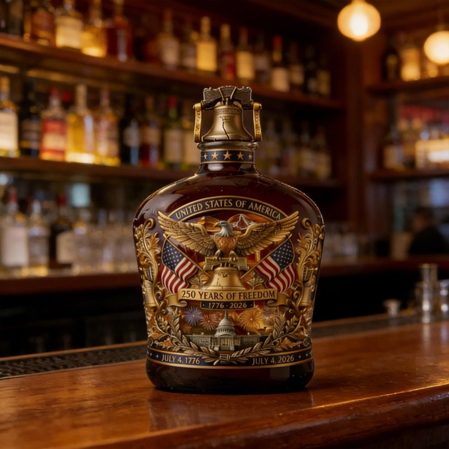 US 250th Anniversary Commemorative Whiskey Bottle