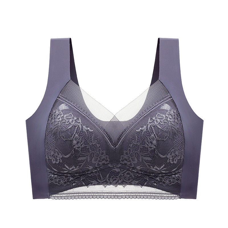 New lace wrap chest gather no steel ring bra